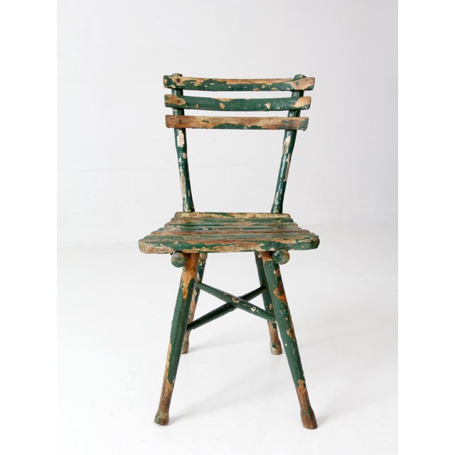 Antique Green Painted Rustic Adirondack Chair For Sale - Image 9 of 17