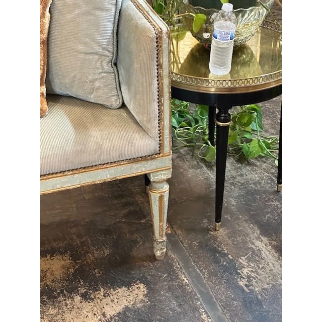 Lovely 18th century Neo-Classical painted settee from Tuscany. Great patina and nice carvings as well. Upholstered in a...