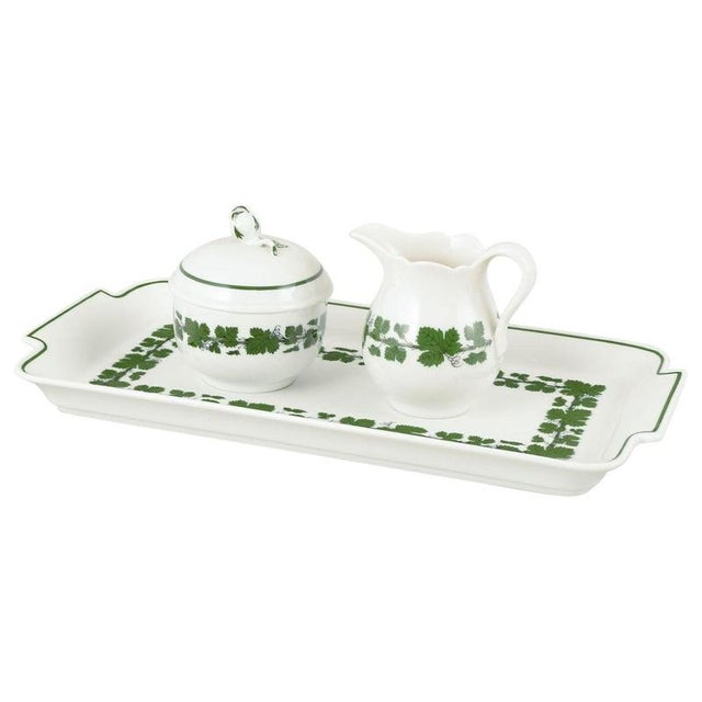Porcelain Vine-Leaf Pattern Tray with Cream Jug and Sugar Bowl from Meissen, Set of 3 For Sale - Image 5 of 5