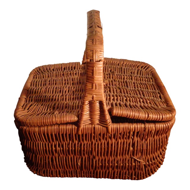 Vintage Rattan Wicker Picnic Basket Chairish