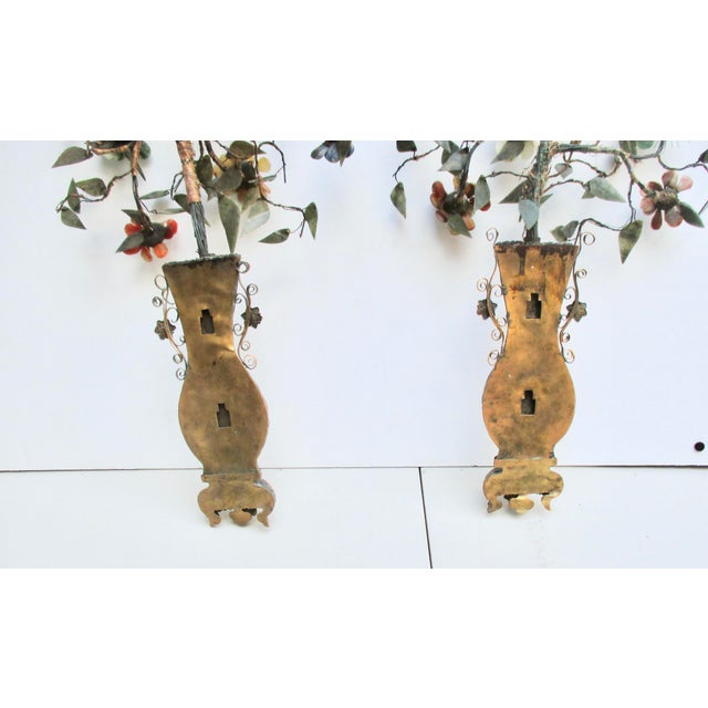 Antique Late MIng Chinese Enameled Wall Vase With Jade Flowers Circa 1880s For Sale - Image 9 of 11