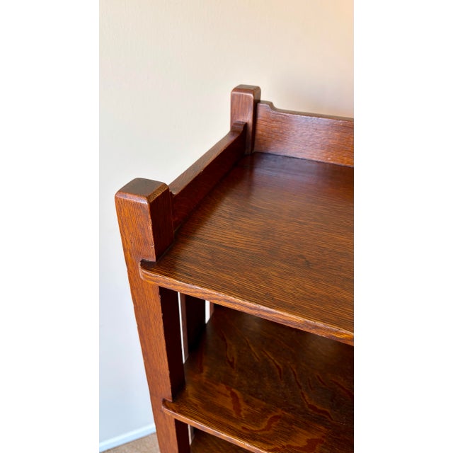 Antique Stickley Brothers "Quaint" Mission Oak Magazine Stand / Bookcase, Circa 1910 With Labels For Sale - Image 9 of 12