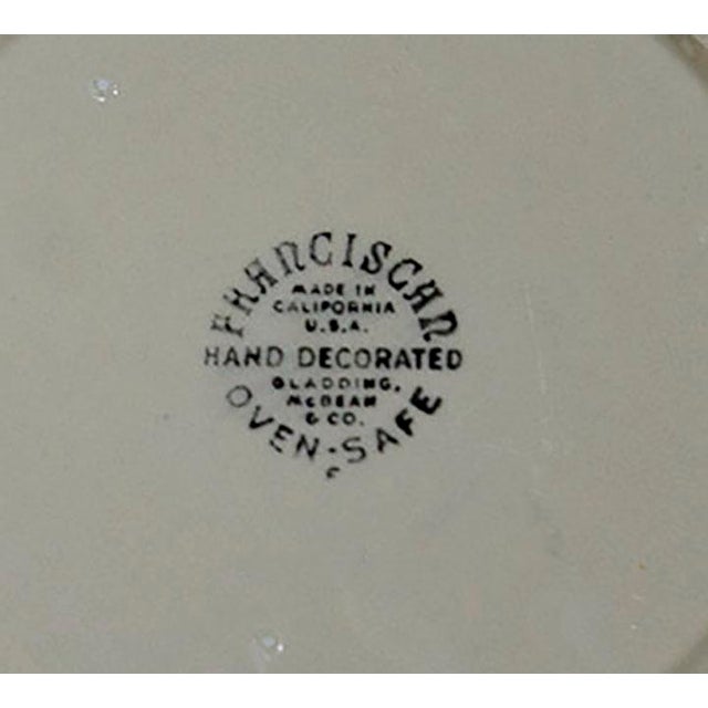 Mid-Century Modern Vintage 1940s Franciscan "Apple" Hand-Decorated Rimmed Soup Bowls - Set of 6 (Gladding, McBean & Co.) For Sale - Image 3 of 3