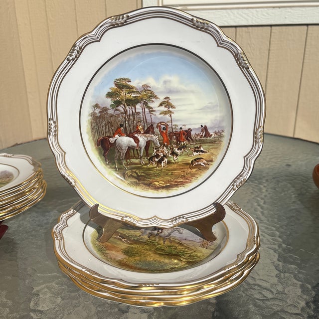 White Vintage Copeland Spode With Classic Hunting Scenes After j.f. Herring Sr - Set of 12 For Sale - Image 8 of 12