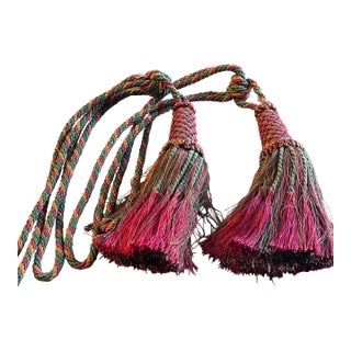 Large Taspberry Ted Silk Tiebacks With Tassels For Sale