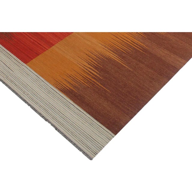Contemporary Rustic Kilim Brown Red Wool Rug - 8'0" X 10'2" For Sale - Image 3 of 7