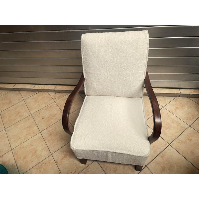 Metal Art Deco Armchair in Lamb's Bouclé by J. Halabala, 1920s For Sale - Image 7 of 18