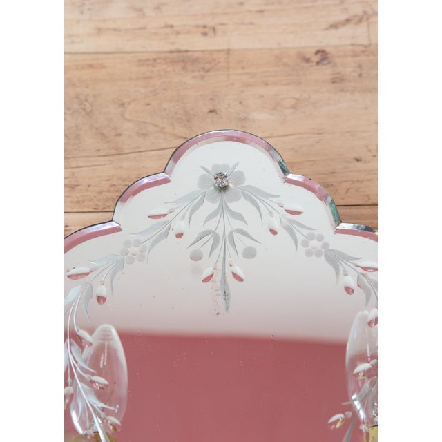 Large Venetian-Style Mirror and Glass Wall Sconce, 1950s For Sale - Image 6 of 12