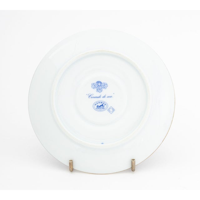 Hermes Paris "Cocarde De Soie" Porcelain Tea Service for 3 For Sale - Image 10 of 11