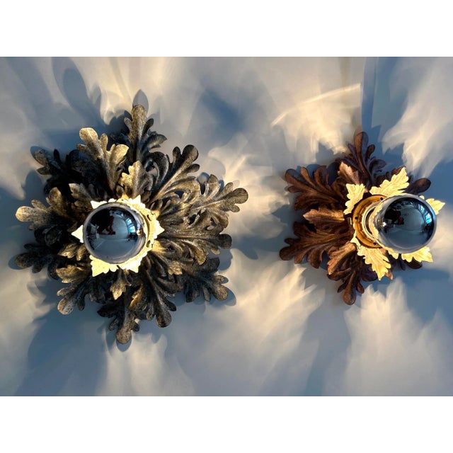 Mid-Century Floral Flush Mounts by W. Müller, Germany, 1970s, Set of 2 For Sale - Image 6 of 18