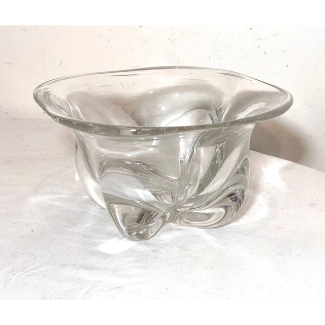 High Quality Vintage Hand Blown Clear Glass Italian Centerpiece Bowl Murano For Sale - Image 10 of 11