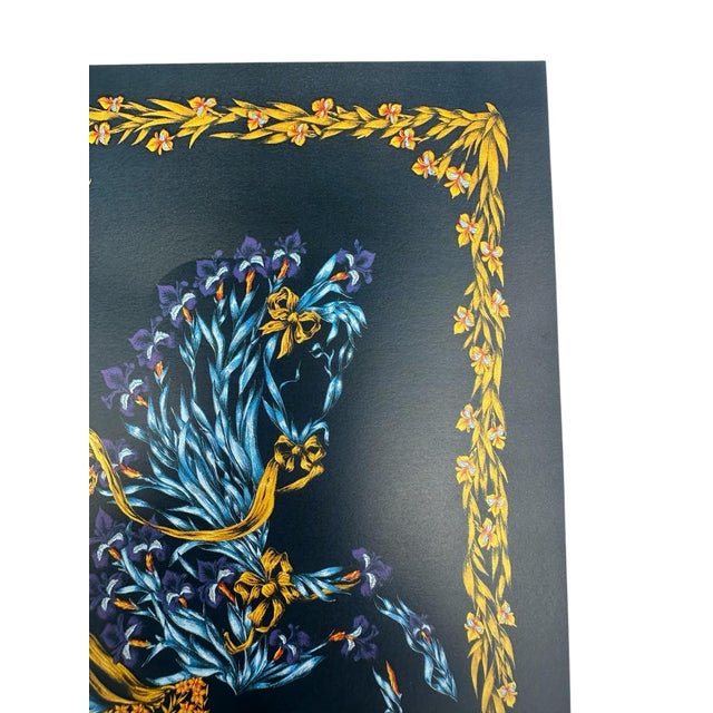 Vintage Framed Authentic Original Hermès Art Advertisement Lithograph Featuring Hermès Scarf For Sale In Miami - Image 6 of 6