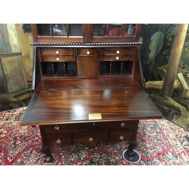 1930s Antique Secretary Desk, Georgian Secretary Desk (Two Piece) For Sale - Image 5 of 12