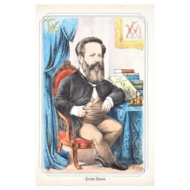 Antonio Ranieri - Lithograph by A. Maganaro - 1872 1872 For Sale - Image 3 of 3