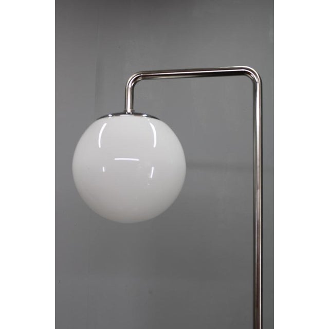 Art Deco Floor Lamp with Shelves in Glass, Walnut, and Metal, Czechoslovakia, 1930s For Sale - Image 4 of 13