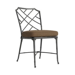 Brown Jordan Calcutta Side Chair, Textured Pewter frame with Fusion Moccasian fabric For Sale