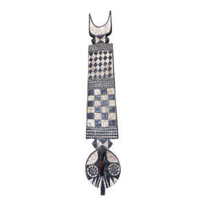 VTG Large African Bobo Bwa Plank Black & White Mask Sculpture Burkina Faso 80" H