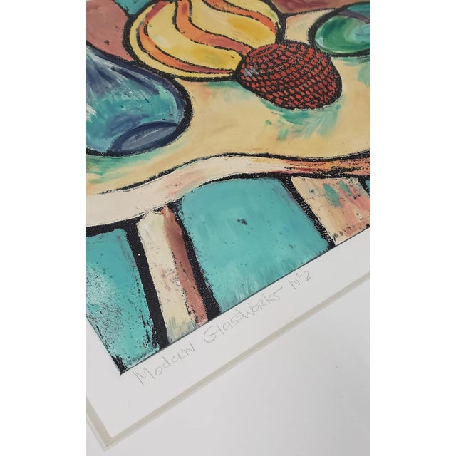 Wood Ingrid Caras (American, 20th C.) "Modern Glassworks No. 2" Original Monotype 20th C. For Sale - Image 7 of 11