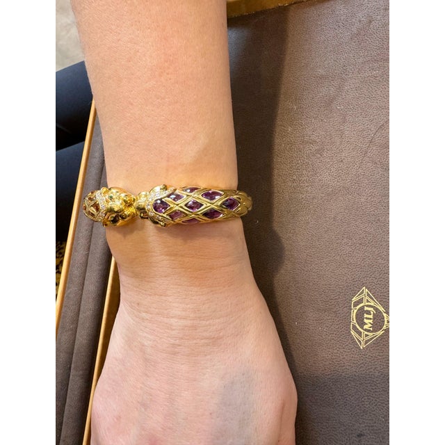 Diamond & Amethyst, Citrine Cuff Bangle 18 Kt Gold 57 Gm By Robert Wander Winc For Sale - Image 12 of 18