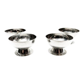 Mid Century Modern Ultra Sleek Stainless Steel Sundae Dishes / Goblets - 4 Pieces For Sale