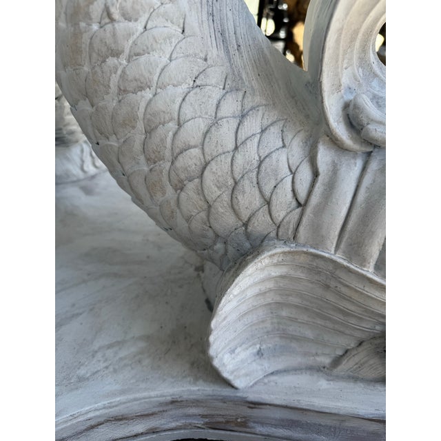 Painted Round Dolphin Pedestal Dining Table For Sale - Image 11 of 12