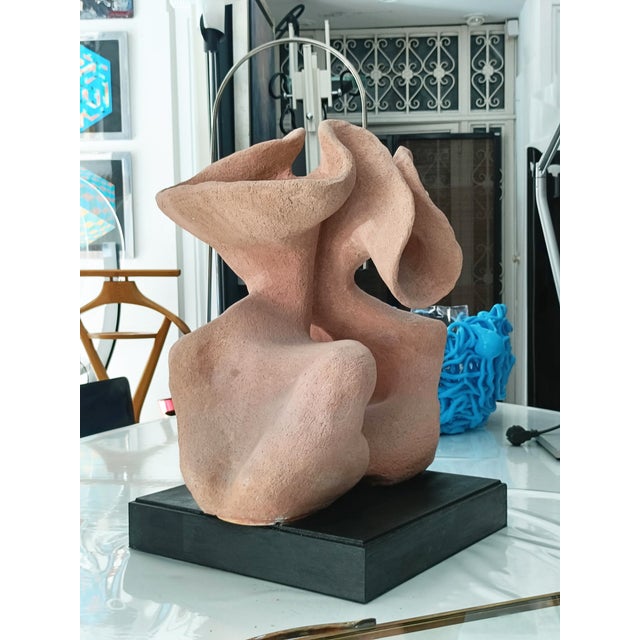 Adriana Montariello, Organic Ceramic Sculpture on a Wooden Base, 1990s, Ceramic and Compressed Wood For Sale - Image 10 of 13