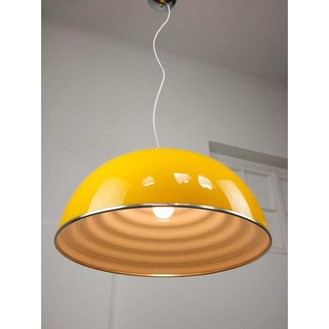 Silver Large Space Age Yellow Pendant from Guzzini, 1970s For Sale - Image 8 of 17