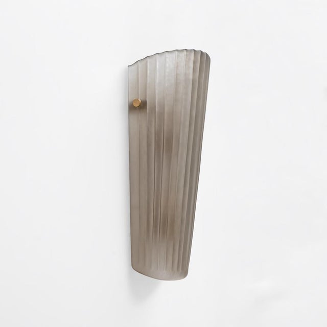 Murano Glass Wall Sconces in Satin Smoke Glass and Brass, Italy, 2000, Set of 2 For Sale - Image 6 of 9