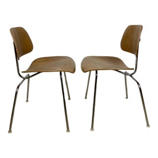 Mid 20th Century Vintage Mid-Century Modern Herman Miller for Eames Walnut Dcm Side Chairs - Set of 2 For Sale