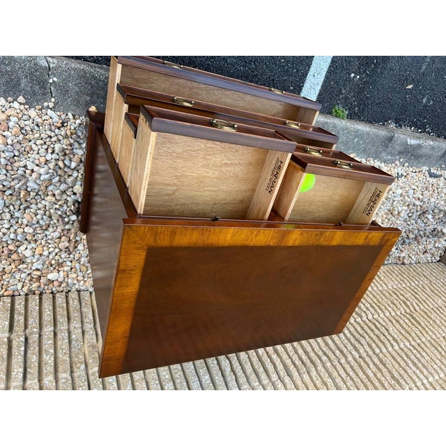 Late 20th Century Hekman Copley Place Georgian Chippendale Style Inlaid Flame Mahogany Bachelors Chest/ Nighstand For Sale - Image 10 of 18