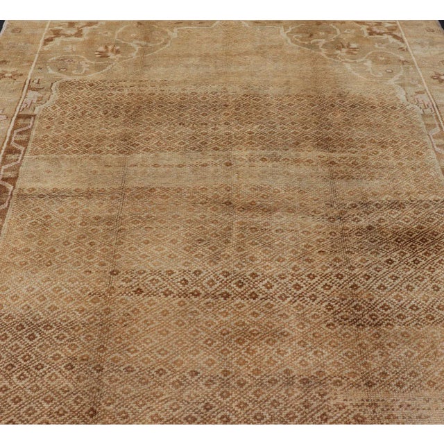 Mid 20th Century Vintage Oushak Rug in Warm Beige and Golden Tan With Subtle Cream Accents 5'11 X 11'6 For Sale - Image 5 of 12