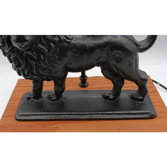 C. 1860s English Cast Iron Lion Mounted Lamp For Sale - Image 4 of 5