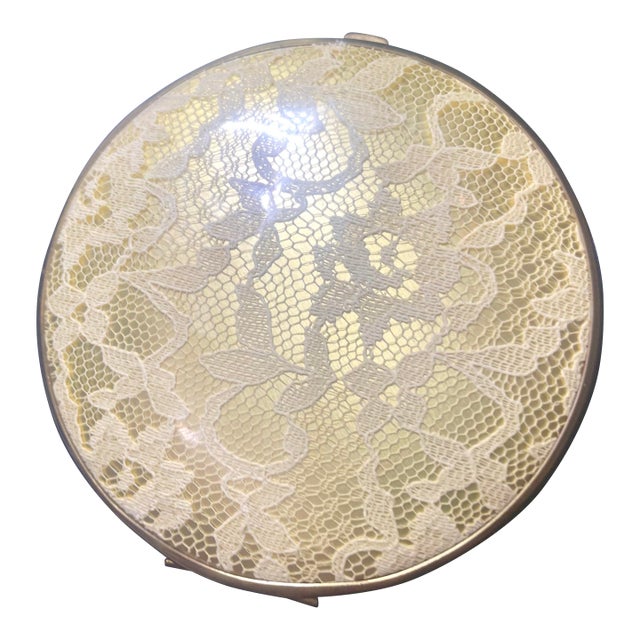 Vintage Gold Lace West Germany Compact Mirror For Sale
