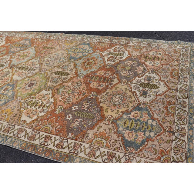 Antique Persian Bakhtiari Gallery Rug With Garden Design and Rust Field For Sale - Image 9 of 12