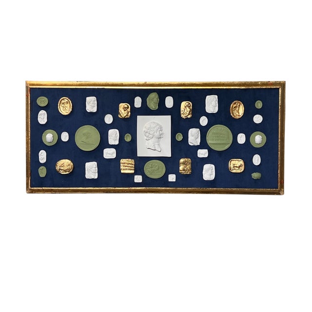 Grand Tour Framed Neoclassical Style Italian Grand Tour Intaglios and Cameos- A Pair For Sale - Image 3 of 5