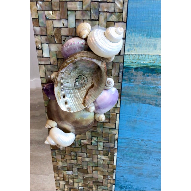Silver Silver and Sophisticated SeaShells on a Mosaic Inlay Frame For Sale - Image 8 of 10