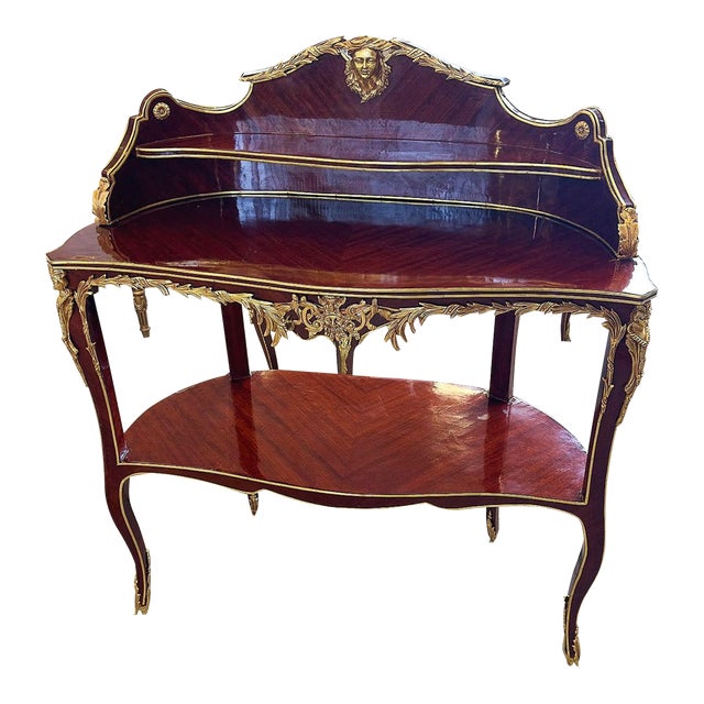 French Style Napoleon III Copper Table With Gold Details For Sale
