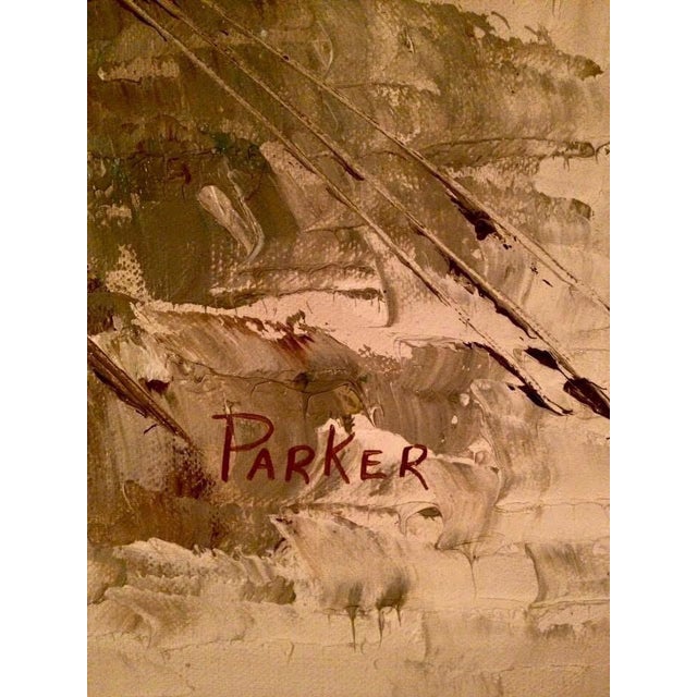 Parker Oil on Canvas Mid Century Modern Haight Asbury Summer of Love San Francisco Oil on Canvas Street Scene Signed, Framed For Sale - Image 11 of 12