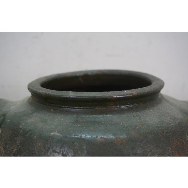 Antique Green & Brown Stoneware Pottery Vase Vessel Crock Pot Urn Jug Jar For Sale - Image 9 of 12