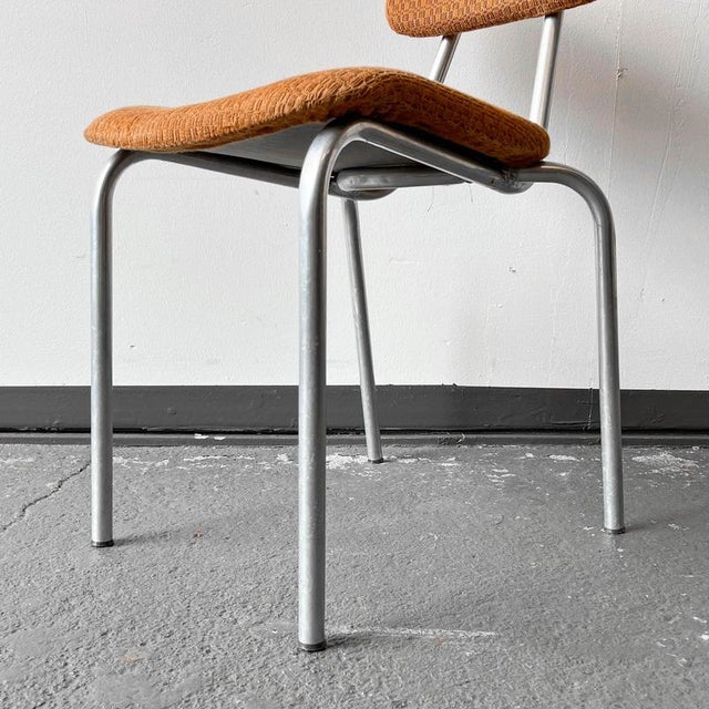 Mid-Century Aluminium Chair with Orange Fabric For Sale - Image 16 of 18
