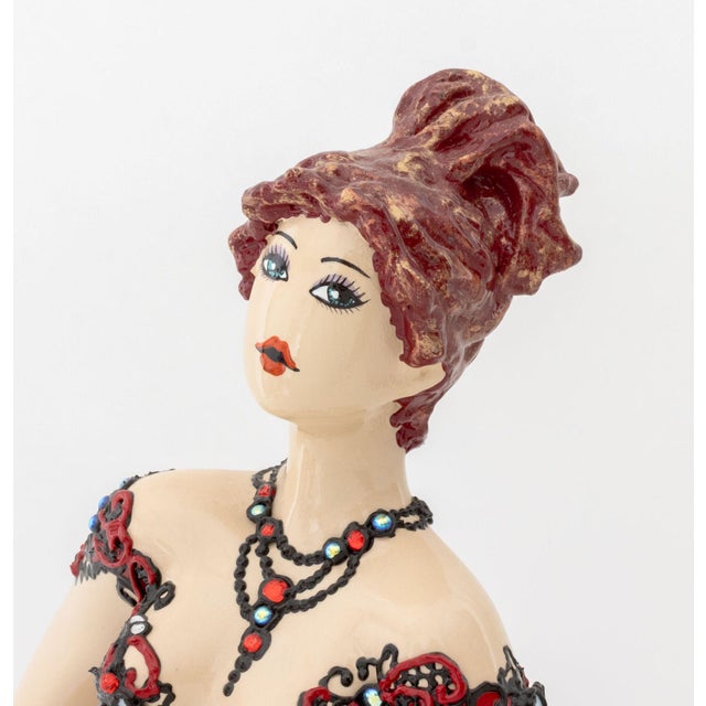 Red Josepha Standing Woman in a Red Dress Resin Sculpture For Sale - Image 8 of 14