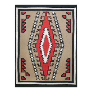1940s Tribal Geometric Antique Native American Room Size Navajo Flatwoven Rug