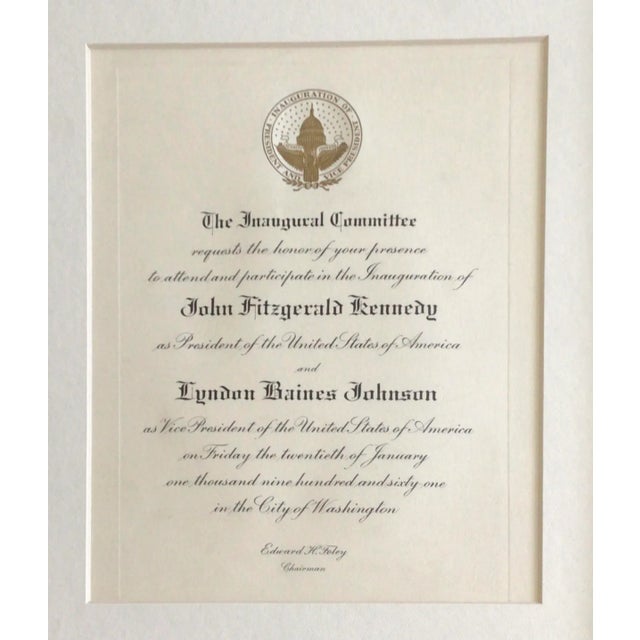 Wood John F. Kennedy President and Lyndon B. Johnson Vice President of the United States Framed Invitation to the Inauguration For Sale - Image 7 of 10