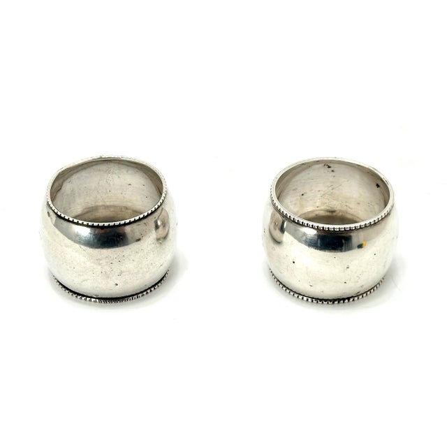 Antique Germany 800 Grade Continental Coin Silver Napkin Rings With Hand Engraved Flowers - a Pair For Sale - Image 9 of 12