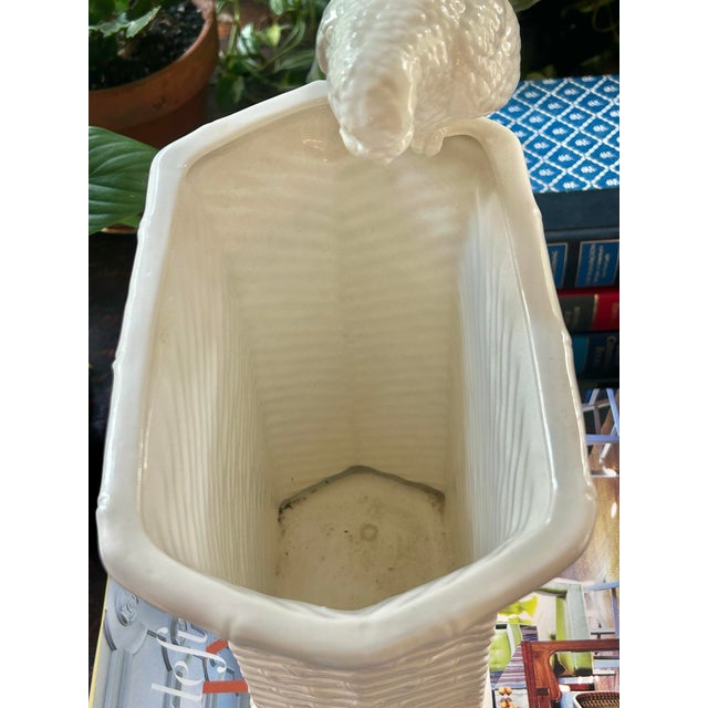1970s Fitz & Floyd White Parrot Faux Bamboo Chinoiserie Planter Japan For Sale - Image 10 of 11