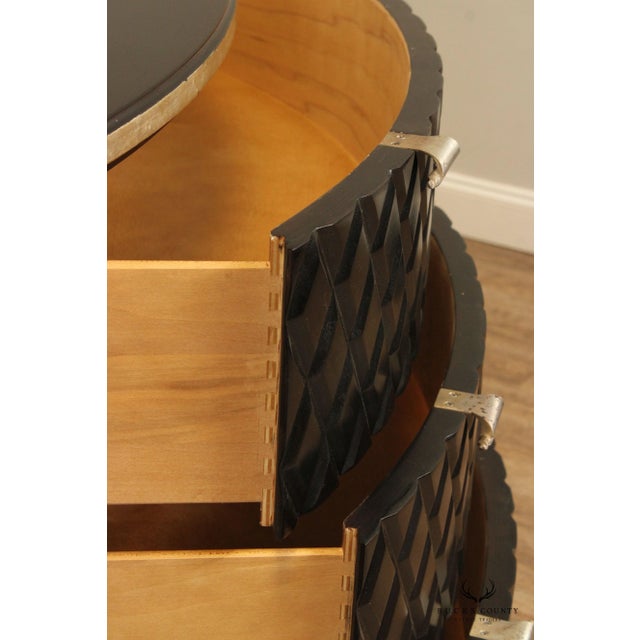 2000 - 2009 Century Omni Collection Contemporary Pair of Bow Front Ebonized Chests For Sale - Image 5 of 13