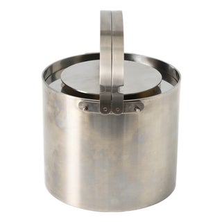 Cylinda Ice Bucket with Tongs by Arne Jacobsen for Stelton, 1980s, Set of 2 For Sale