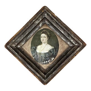Vintage Framed Italian Renaissance Print of La Bella by Titian For Sale