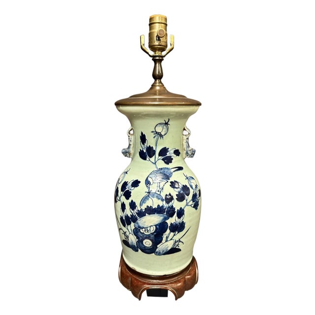 Late 19th Century Antique Chinese Blue And White Porcelain Vase As Lamp For Sale