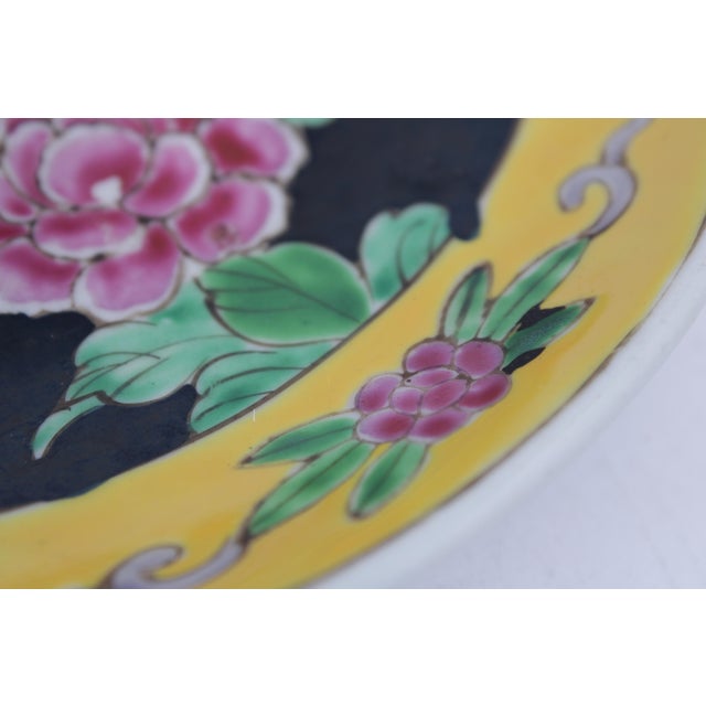 Vintage Japanese Famille Noire Porcelain Decorative Plate For Sale In Philadelphia - Image 6 of 11
